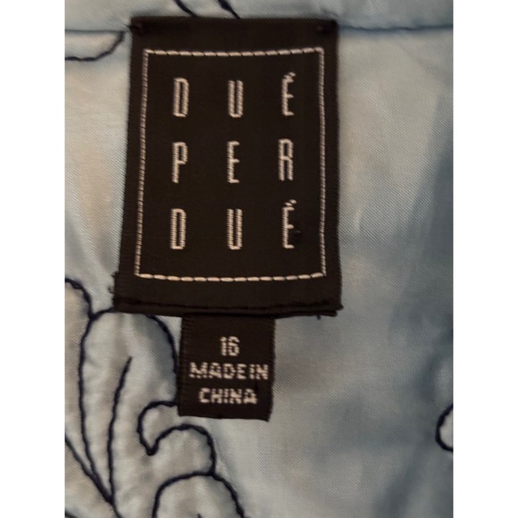 Due Per Due Quilted Embroidered Jacket Navy Blue Mandarin Collar Women 16 - Picture 3 of 5